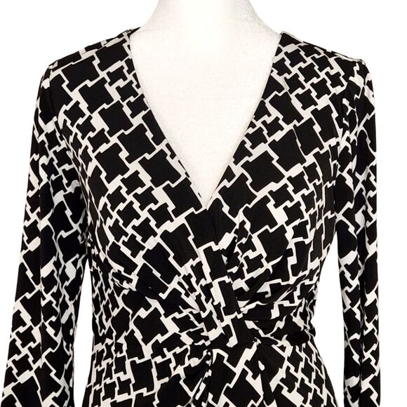 White House Black Market Faux Wrap Dress Jersey Stretch Twist Front Women's 4 - Picture 2 of 10